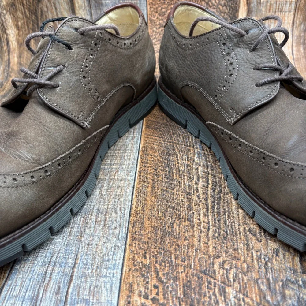 Johnston Murphy Wingtip Oxford Dress Shoes Sheepskin Lace Up Casual Tan‎ Mens 12